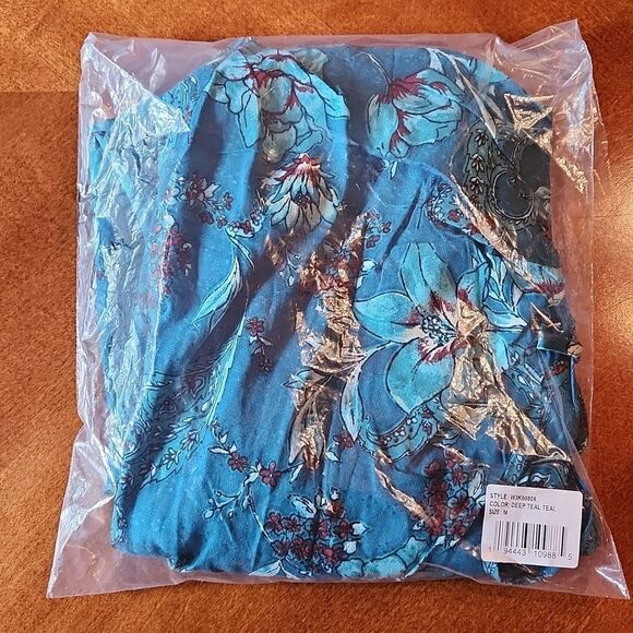 BOG Bohemian Peasant Celene Floral Layered Midi Skirt with Sit, Medium, Teal - Picture 10 of 10